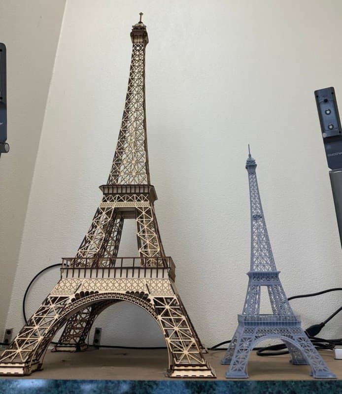 3D Eiffel Tower Laser Cut Model SVG Vector Design
