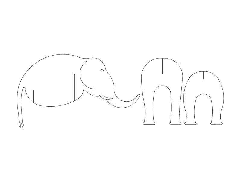 3D Elephant Puzzle Laser Cut Vector DXF File
