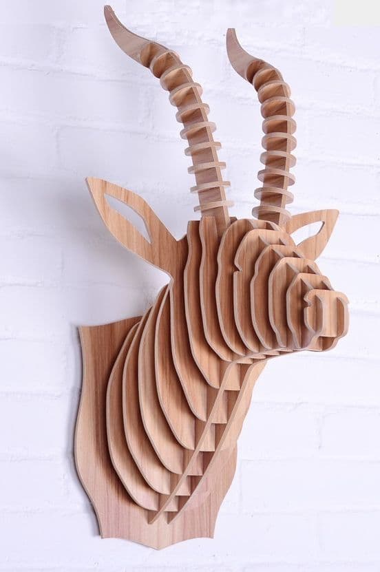 3D Gazelle Head Wall Mount Vector Plan for Laser Cutting
