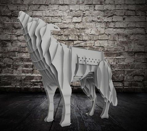 3D Howling Wolf BBQ Fire Pit Template (CDR File)