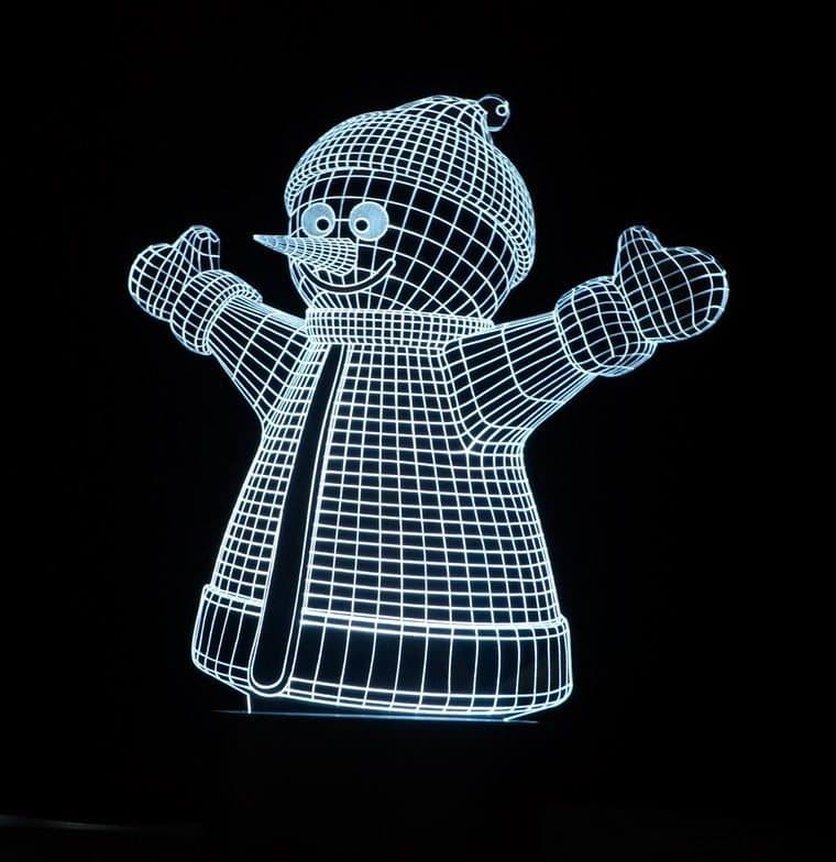 3D Illusion Snowman Lamp Vector for Laser Cutting - Free CDR