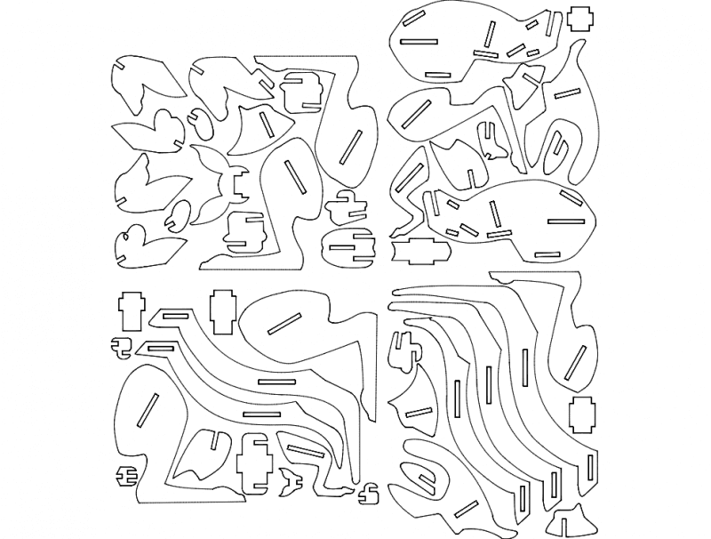 3D Kangaroo Wooden Puzzle Vector File (DXF)