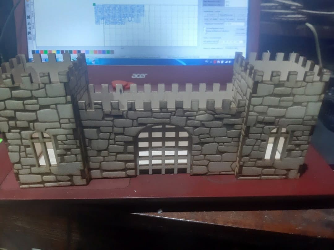 3D Laser Cut Castle Fortress Toy and Desk Organizer DXF CDR File