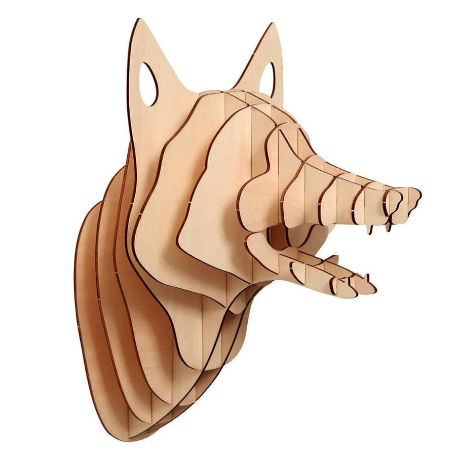 3D Layered Fox Head Wall Art Laser Cut Plan CDR