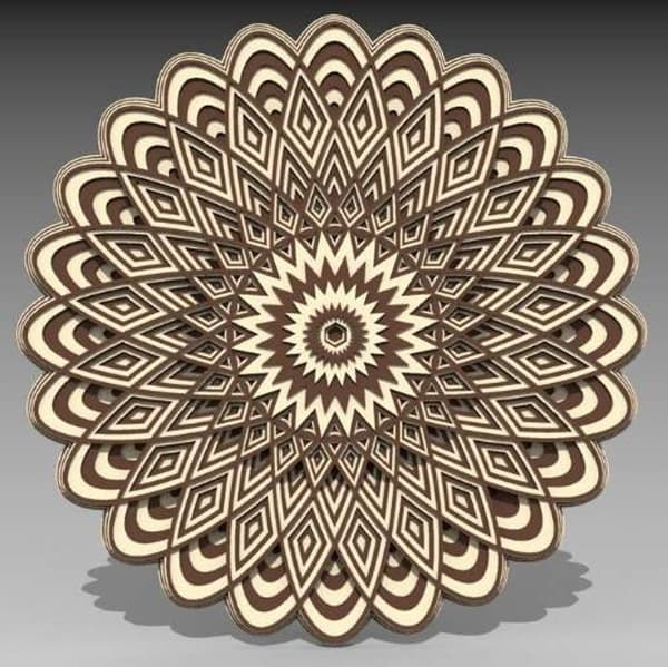 3D Layered Mandala Wall Art Laser Cut Vector File
