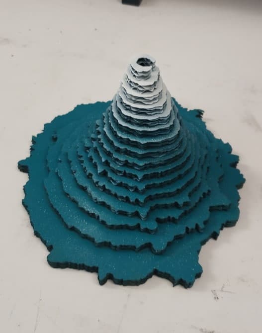 3D Layered Mountain Topographic Map DXF Vector File