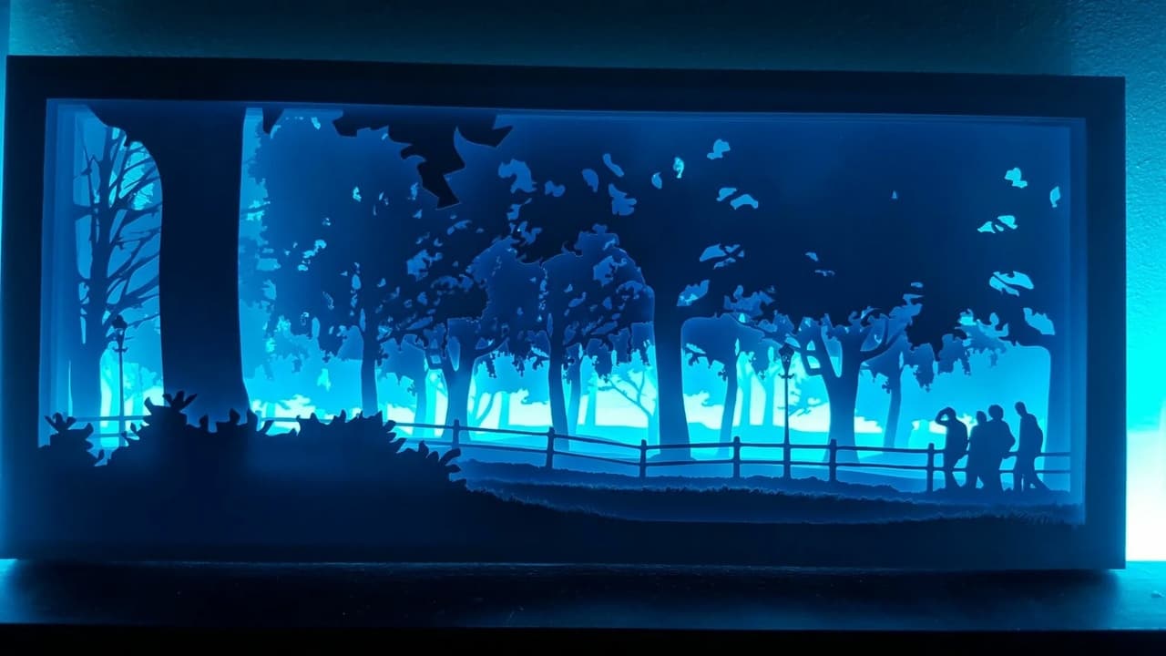 3D Layered Park Silhouette Night Light Laser Cut Vector File