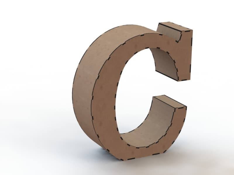 3D Letter C Laser Cut Project, Free Vector File