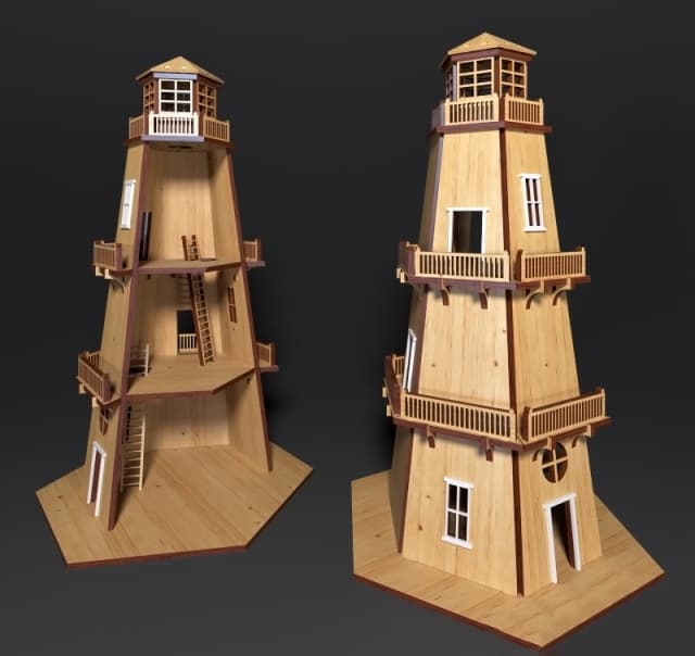 3D Lighthouse Model Laser Cut File Vector
