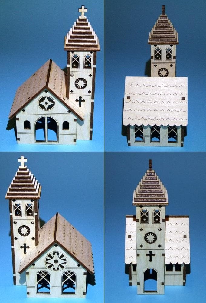 3D Miniature Church Laser Cut Model Vector File