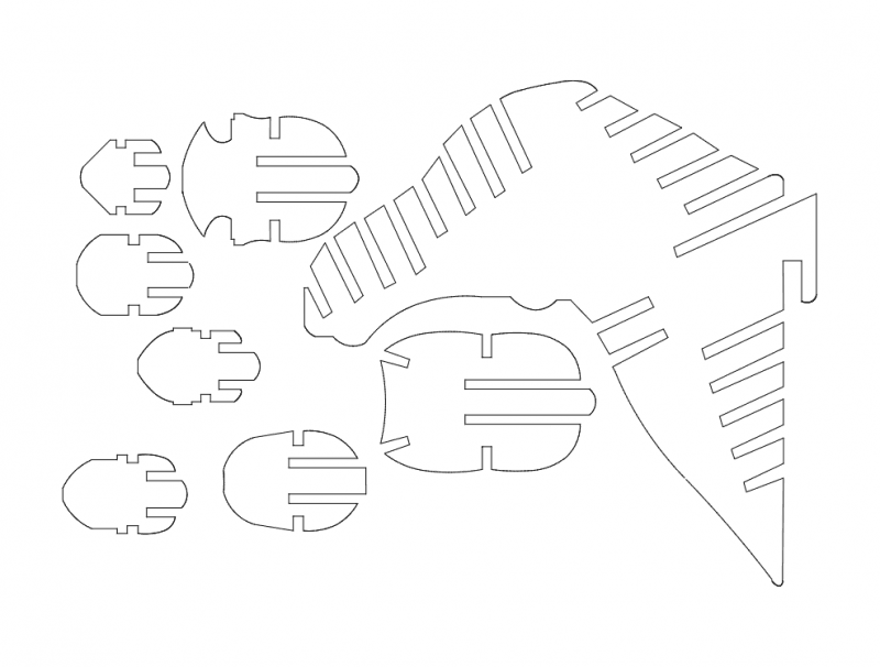3D Moose Puzzle Laser Cut Vector Plan DXF File