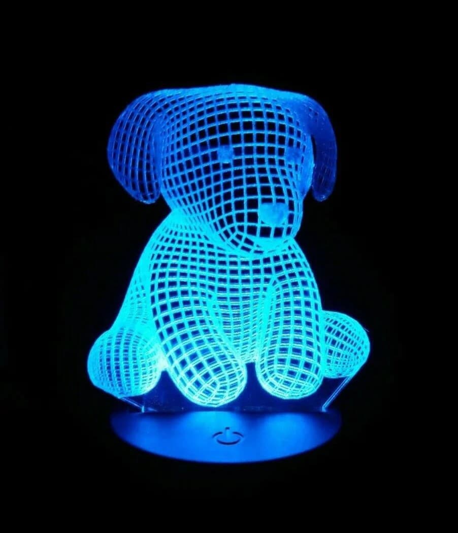 3D Puppy Dog Optical Illusion Night Light Laser Cut Vector File