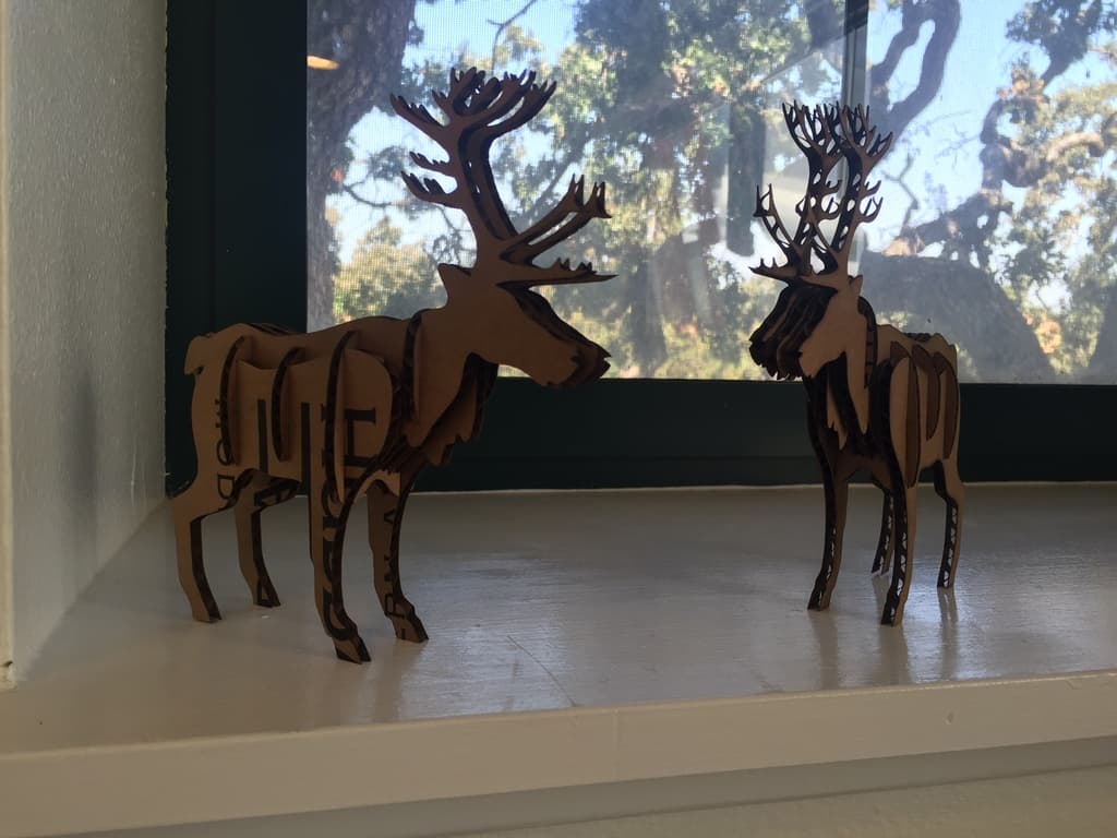 3D Reindeer Puzzle Laser Cut Vector File