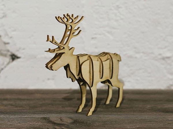 3D Reindeer Puzzle Laser Cut Vector File