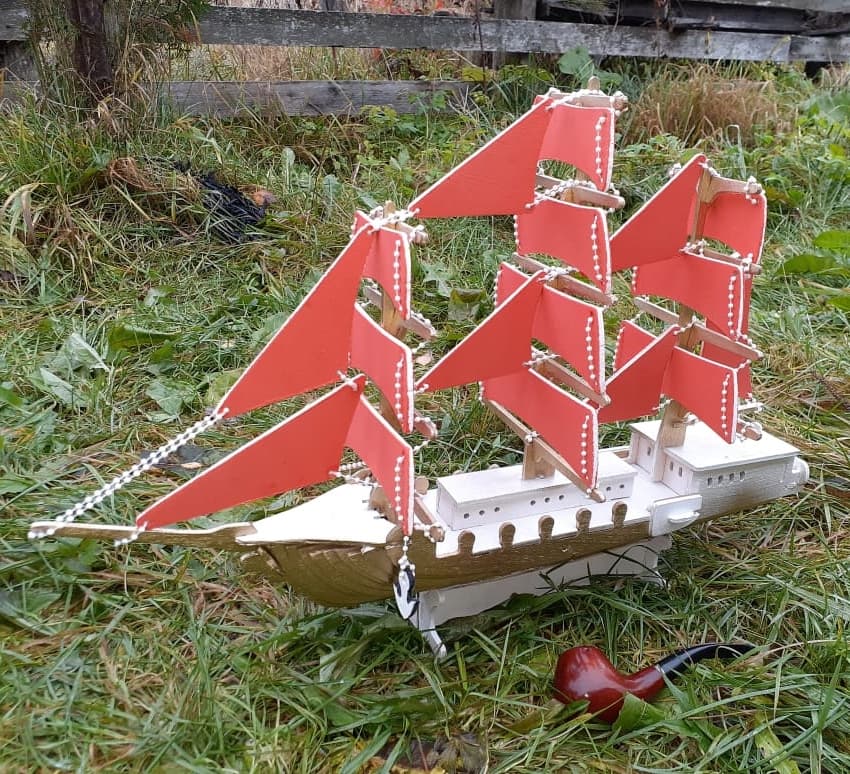 3D Sailing Ship Model Laser Cut Vector File