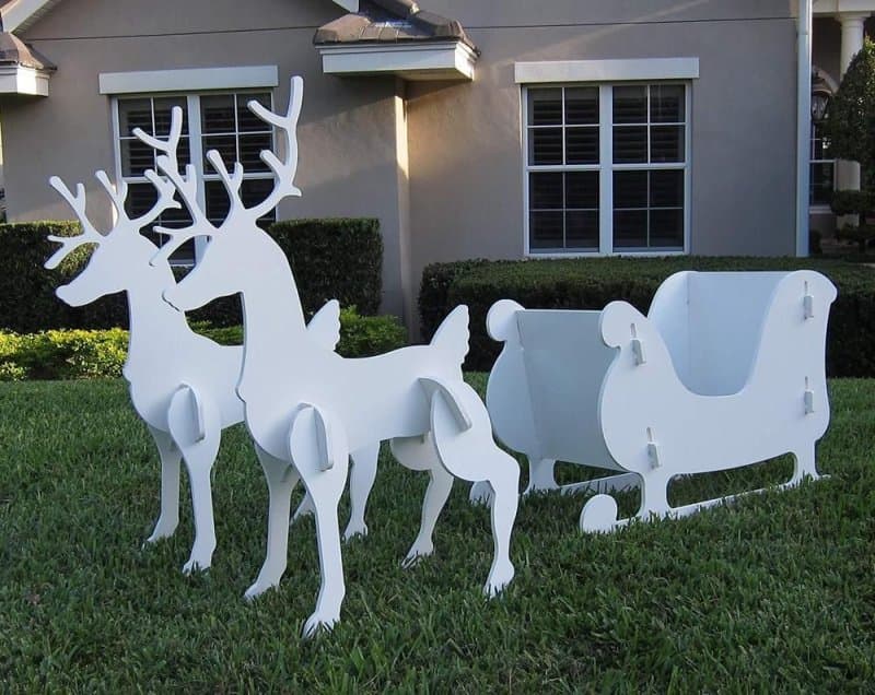 3D Santa Sleigh and Reindeer Set Laser Cut Vector File