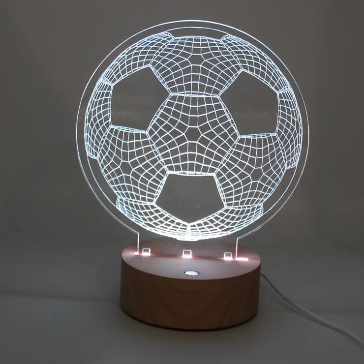 3D Soccer Ball LED Lamp Vector File for Laser Cutting