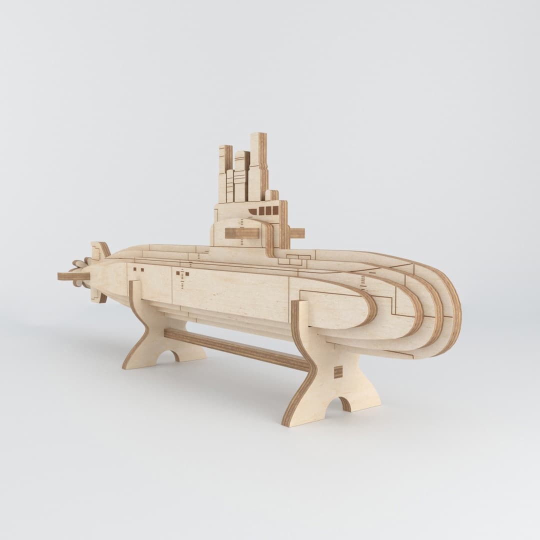 3D Submarine Model Laser Cut Vector File