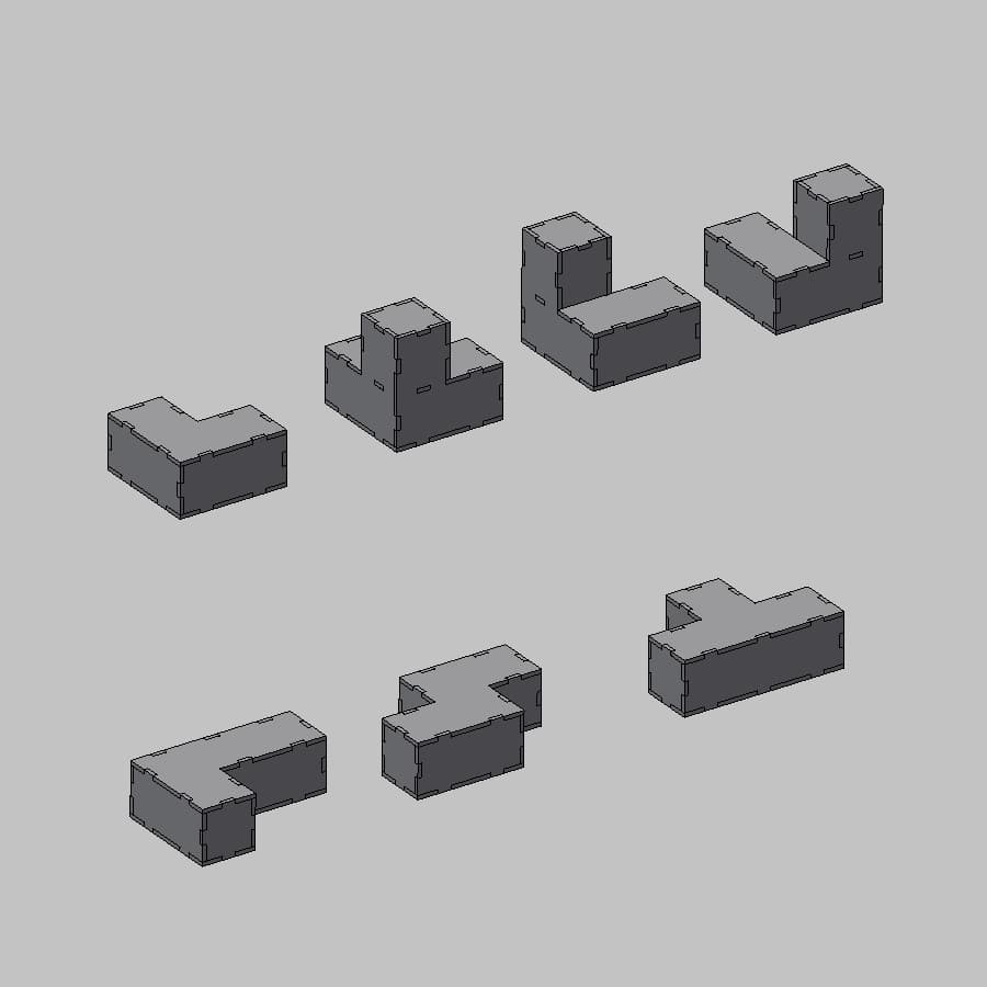 3D Tetris Blocks Puzzle Laser Cut Vector File