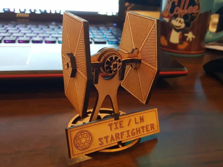 3D TIE Fighter Starfighter Laser Cut Model Vector File