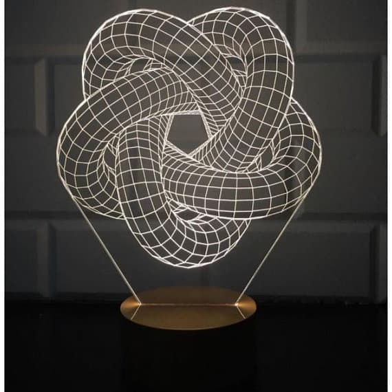 3D Torus Knot Acrylic LED Night Light Vector File DXF CDR