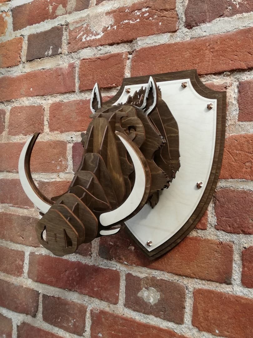 3D Warthog Wall Trophy Laser Cutting Template Free Vector File