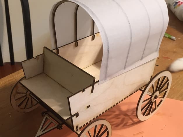 3D Western Covered Wagon Laser Cut Model SVG File