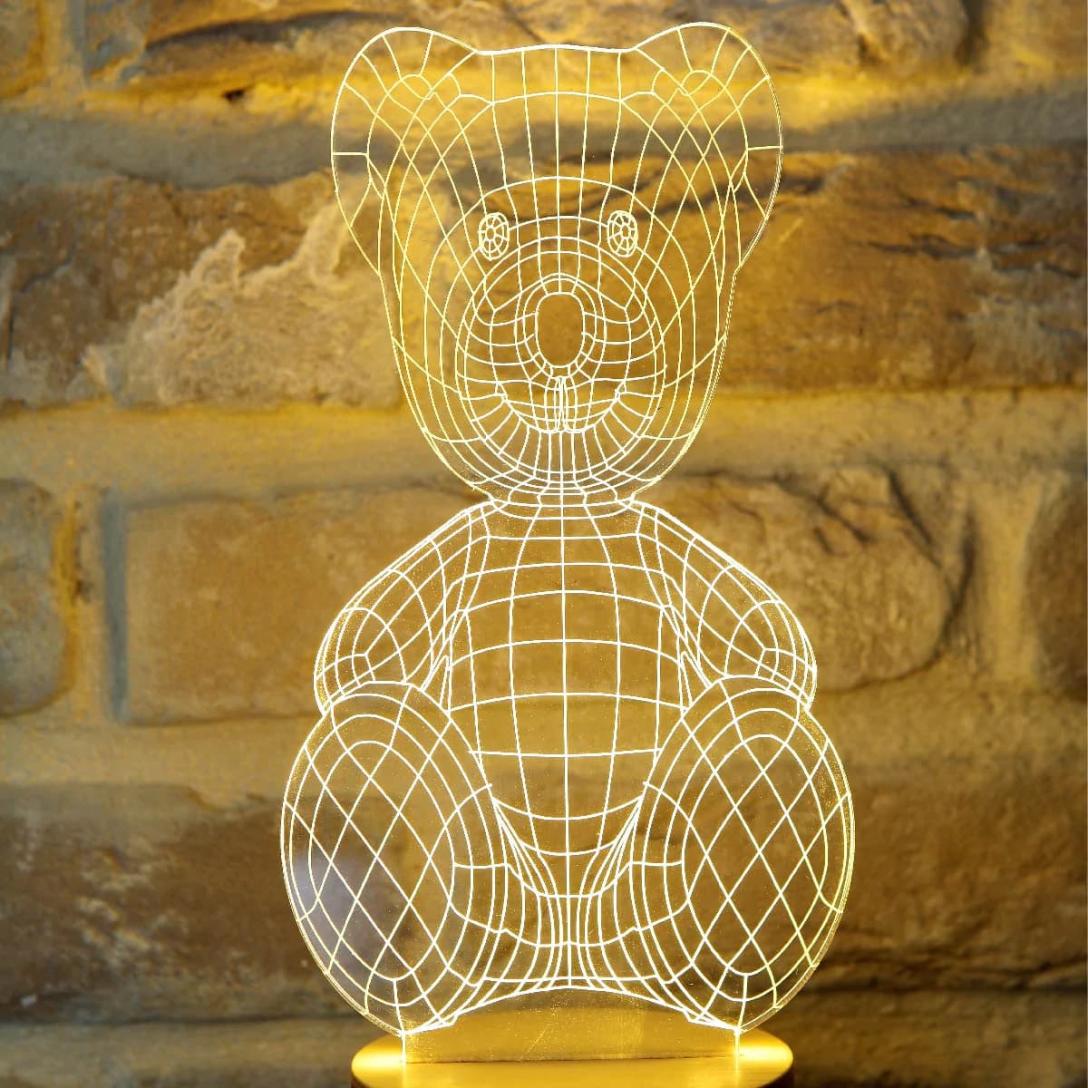3D Wireframe Teddy Bear Night Light Laser Cut Vector File