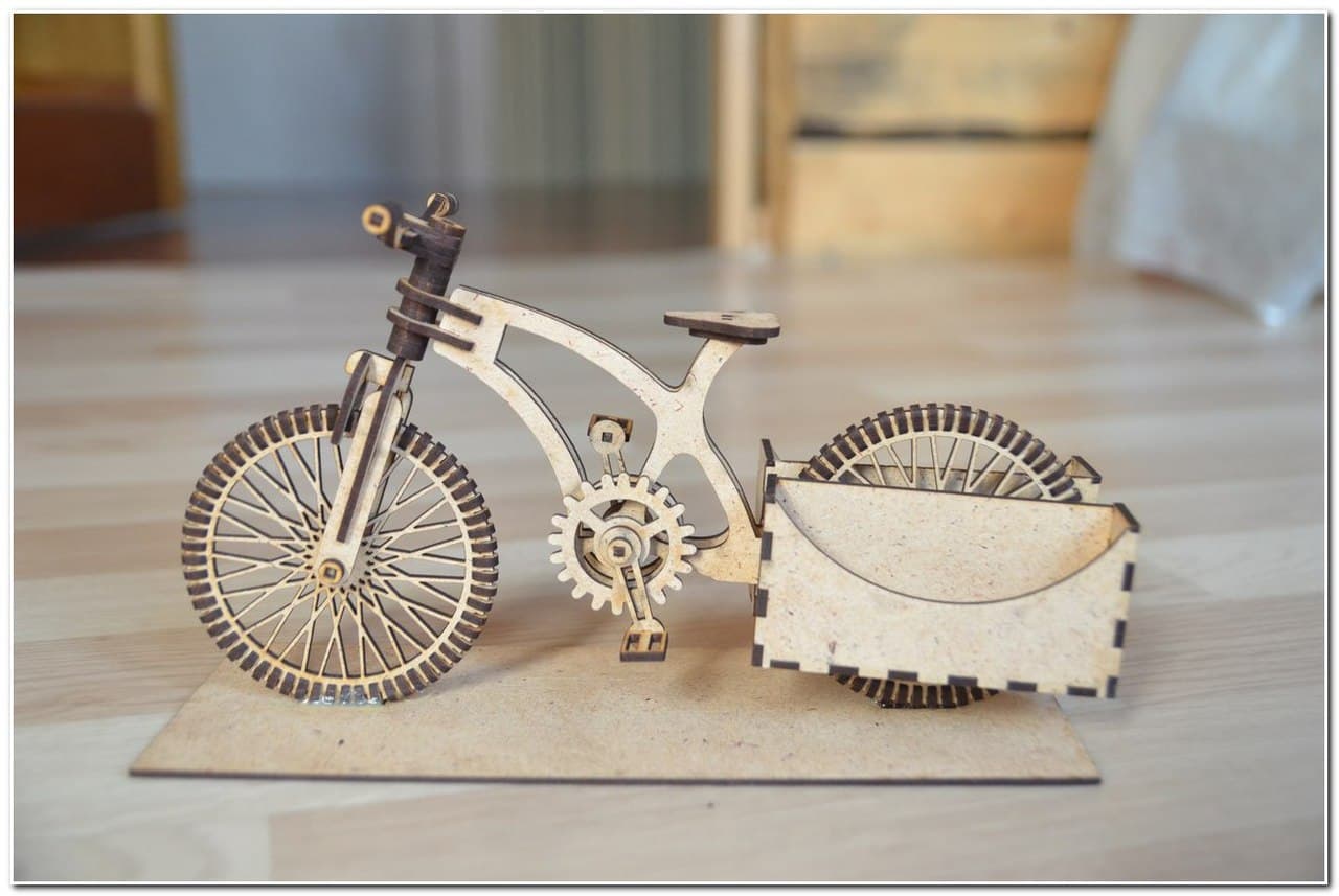 3D Wooden Bicycle Desk Organizer Laser Cut Vector File