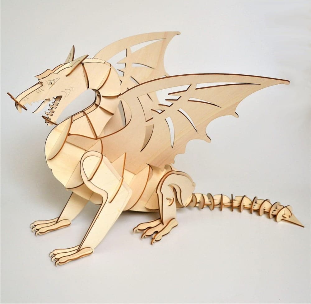 3D Wooden Dragon Puzzle Laser Cut Vector File
