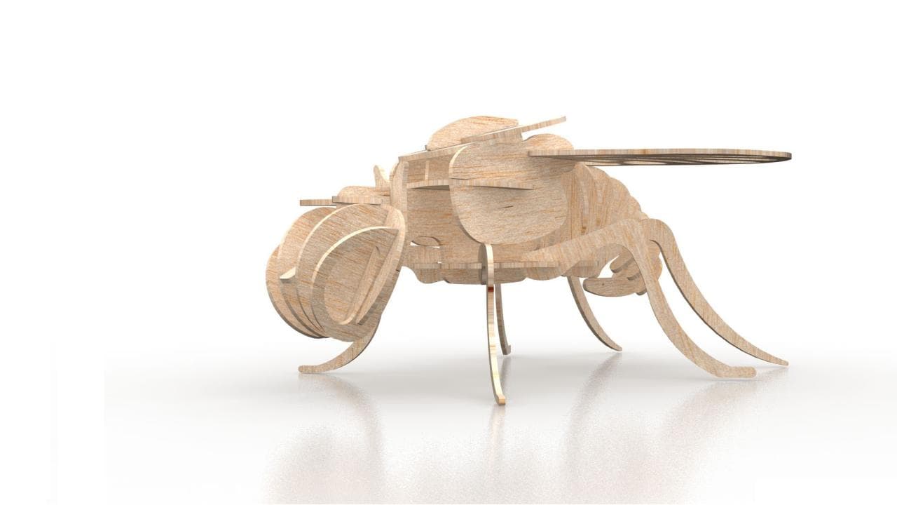 3D Wooden Fly Insect Puzzle Laser Cut DXF File