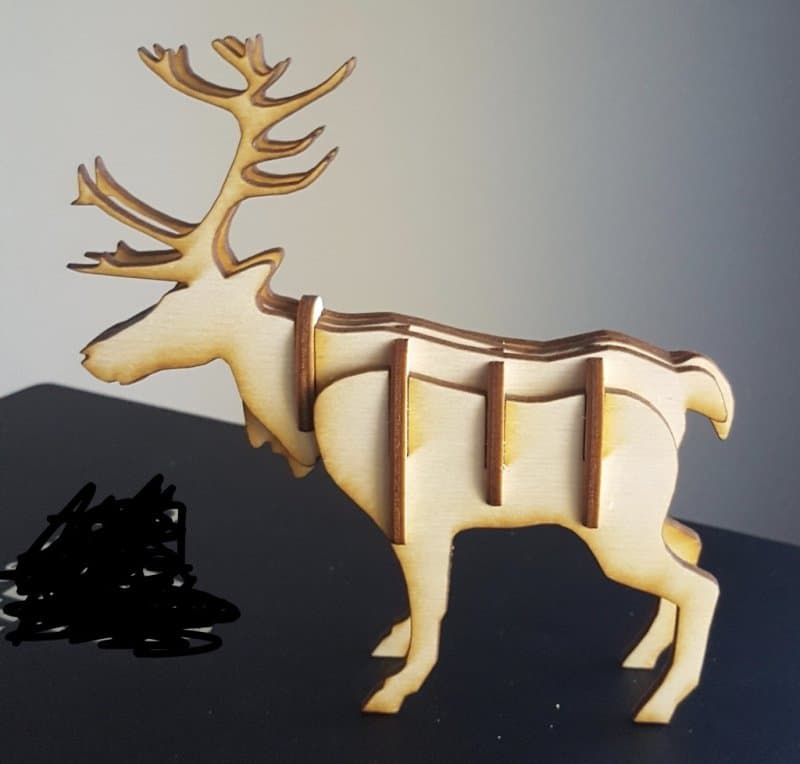 3D Wooden Reindeer Laser Cut Model SVG DXF File