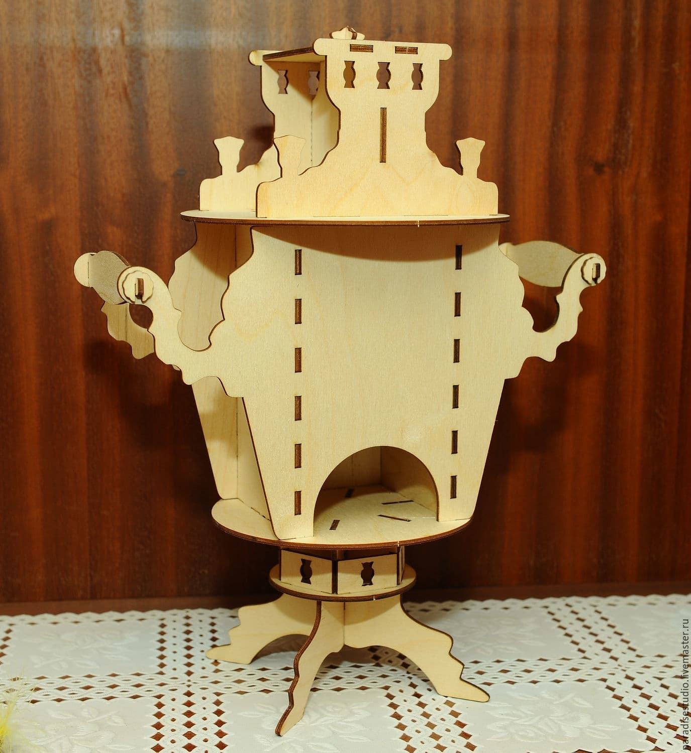 3D Wooden Samovar Tea Urn Puzzle Laser Cut Vector Plan