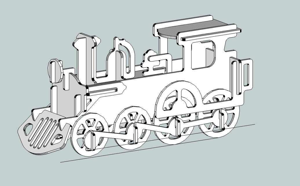 3D Wooden Steam Train Puzzle DXF Vector File