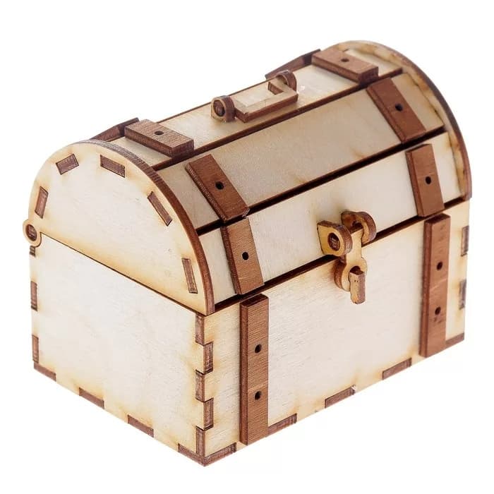 3D Wooden Treasure Chest Laser Cut Vector Plan