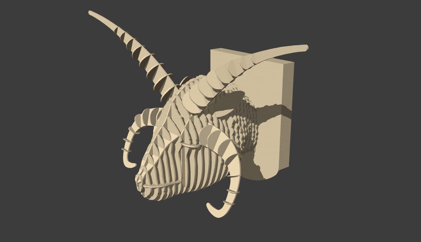 4-Horned Ram Head 3D Puzzle Laser Cut DXF File