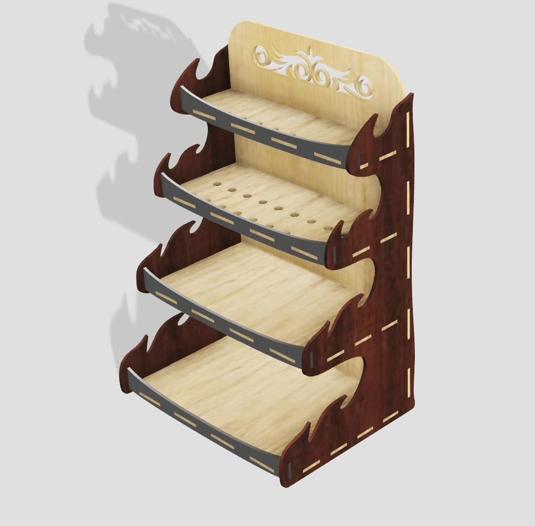 4-Tier Display Shelf Laser Cut Vector Template