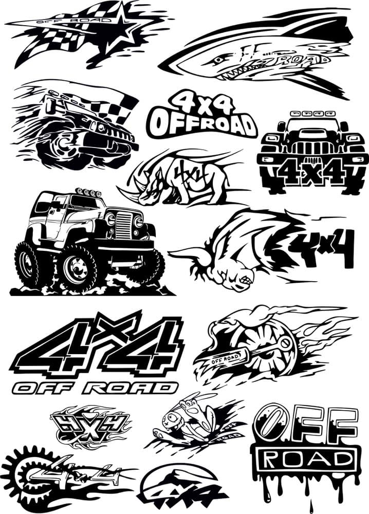 4x4 Off-Road Vector Decal Collection for CNC and Laser Cutting