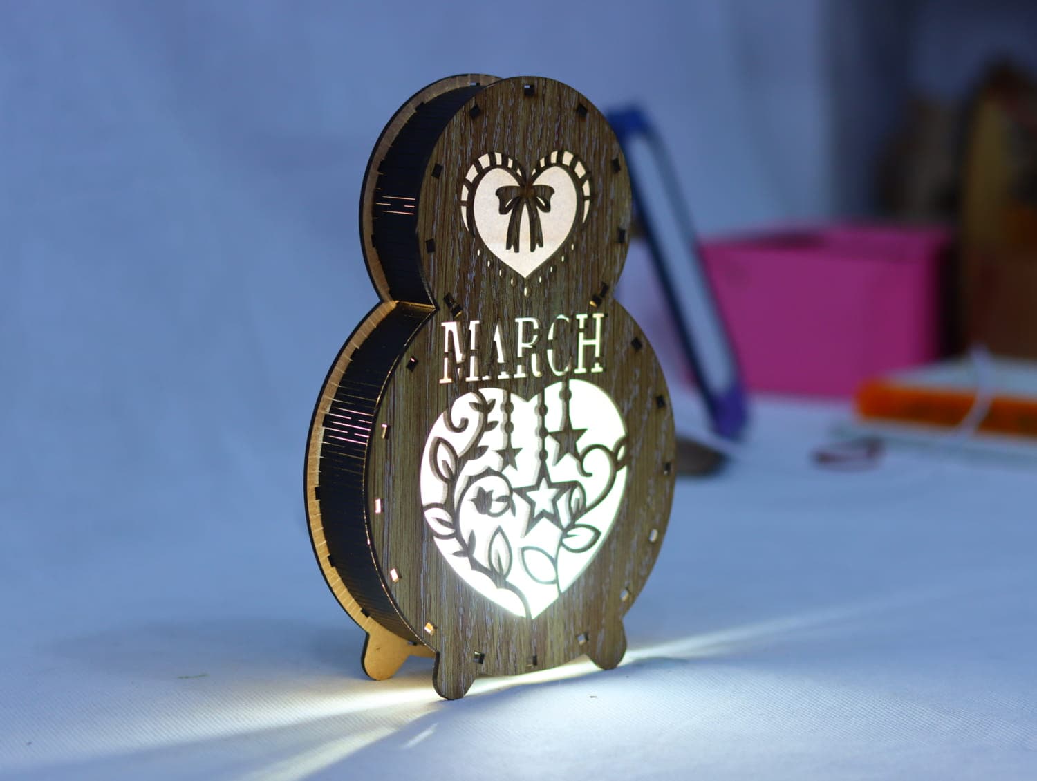 8 March Women's Day Lamp Laser Cut Vector File