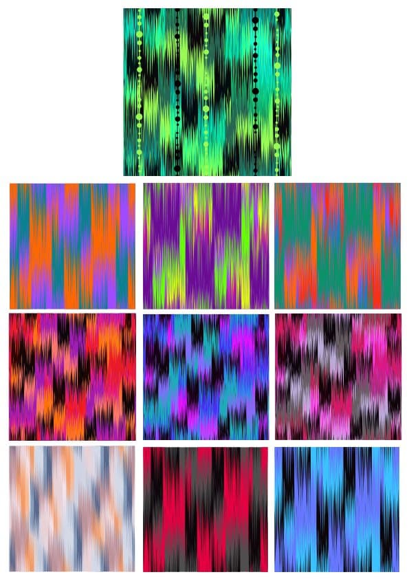 Abstract Ikat Seamless Patterns Vector Set (CDR File)