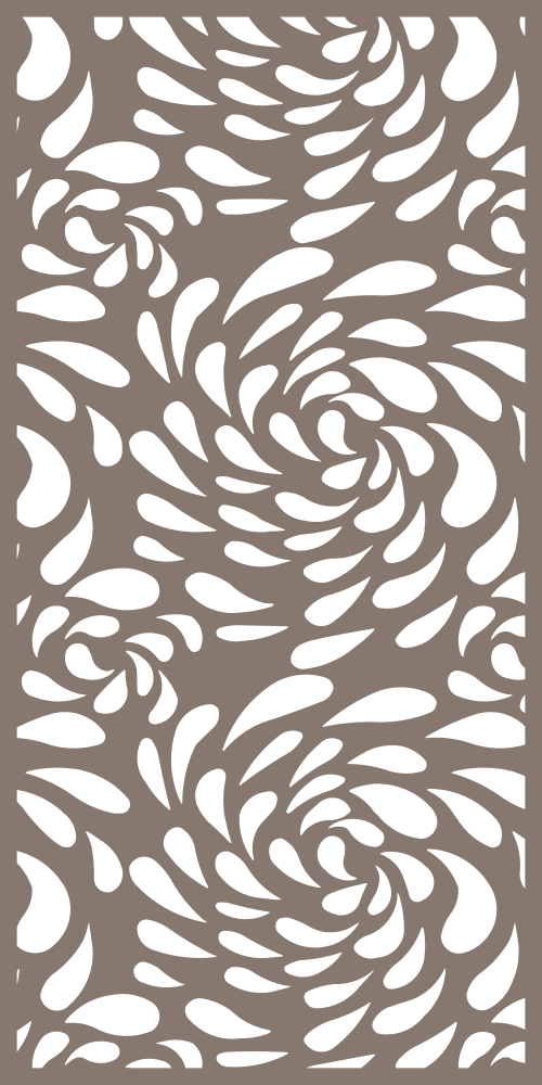 Abstract Swirl Floral Laser Cut Screen Panel Vector