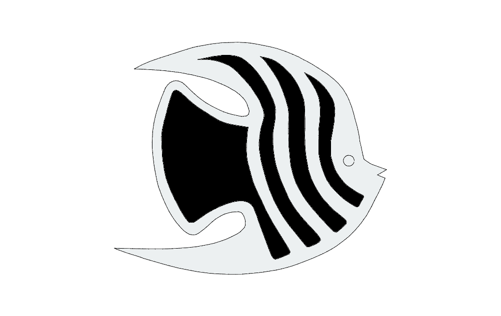Abstract Tropical Fish Vector Design for Laser Cutting DXF