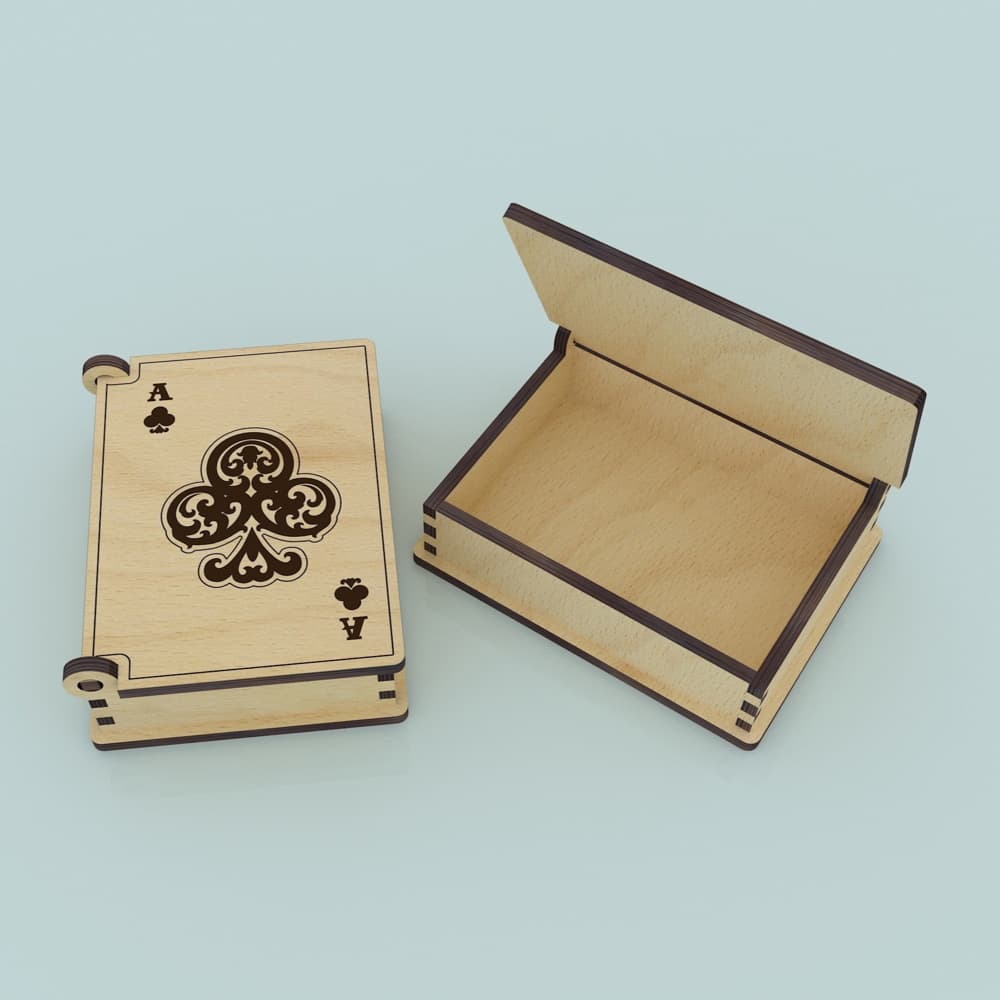 Ace of Clubs Playing Card Storage Box Laser Cut Vector File