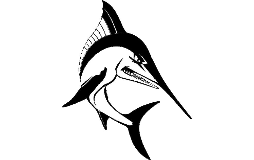 Aggressive Marlin Fish Vector Design DXF File