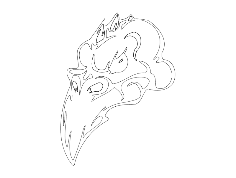Aggressive Tribal Raven Skull Vector Design DXF File