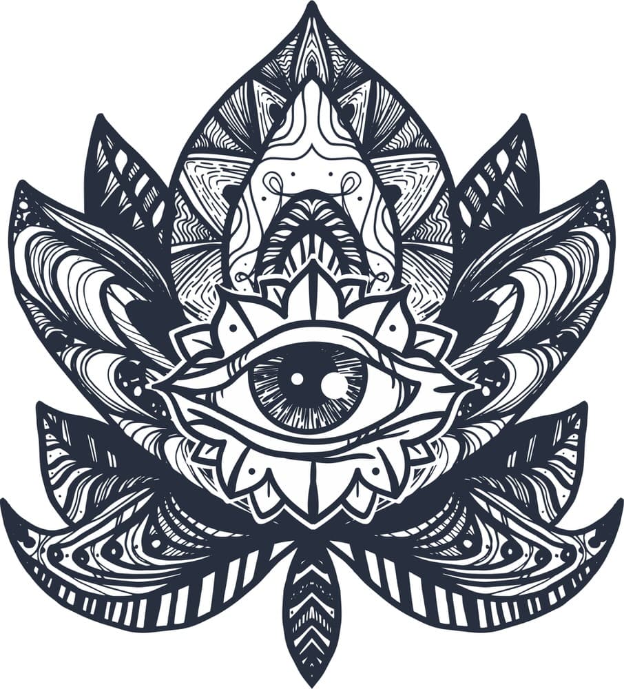 All-Seeing Eye Lotus Mandala Vector for Laser Cutting