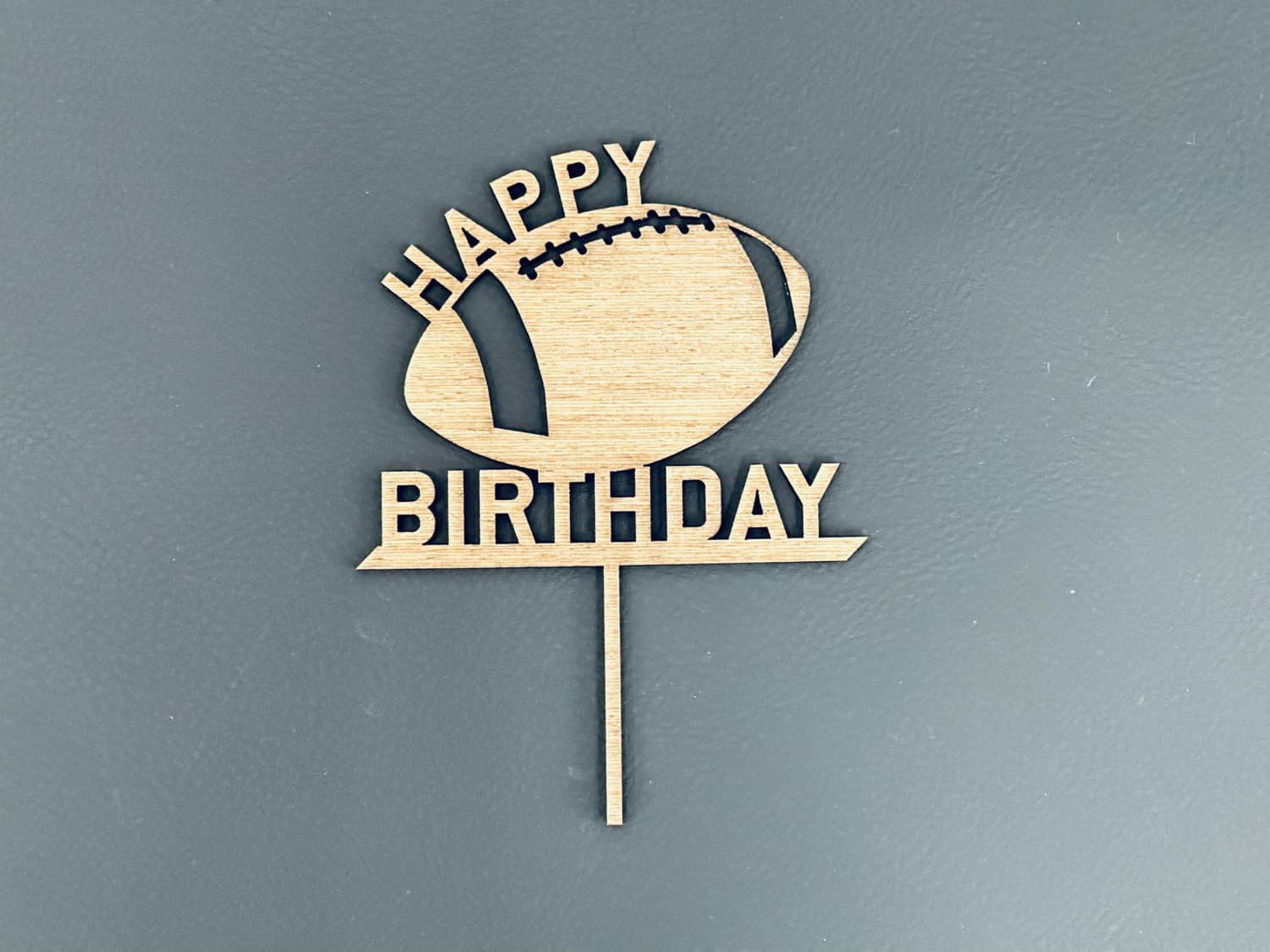 American Football Happy Birthday Cake Topper Laser Cut Vector File