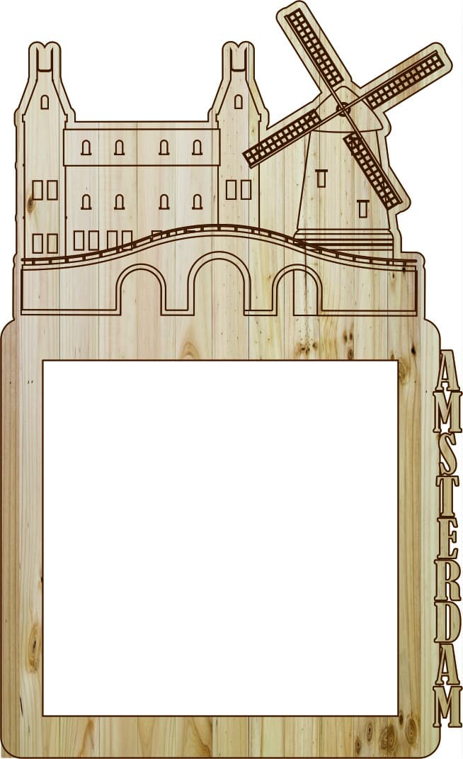 Amsterdam Windmill Photo Frame - Laser Cut Design