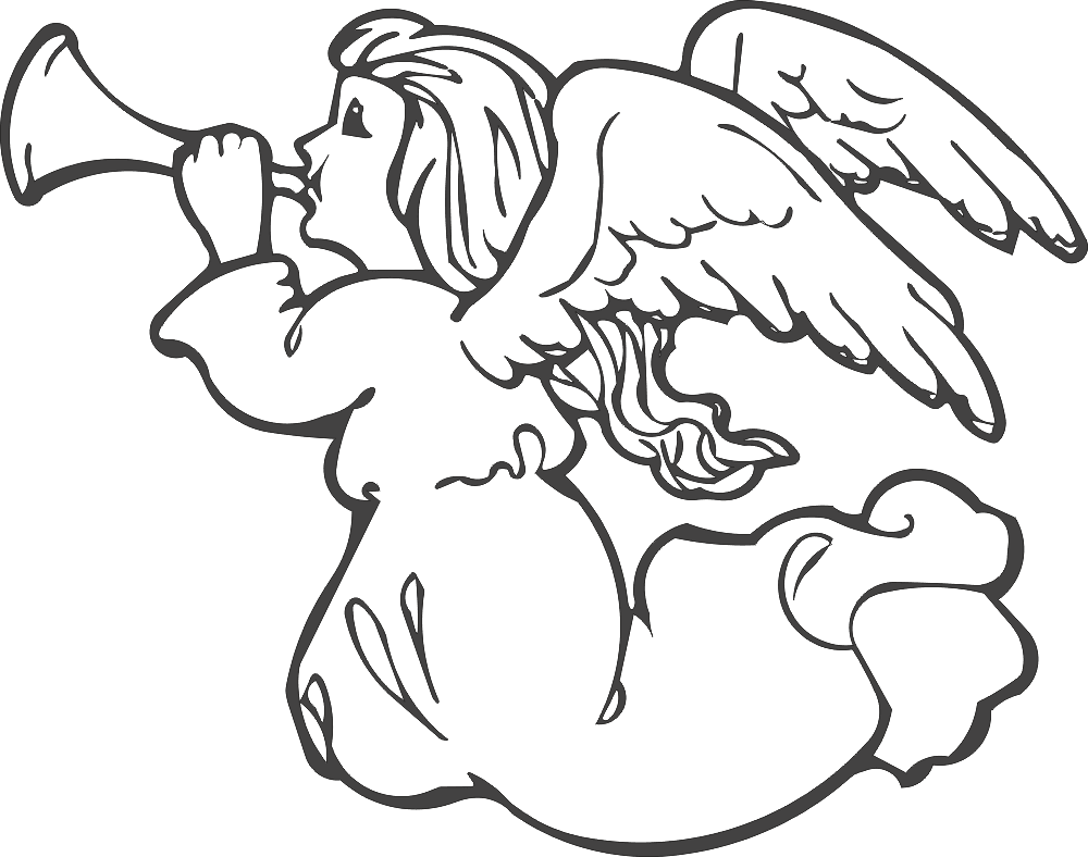 Angel Playing Trumpet Vector File for Laser Cutting DXF