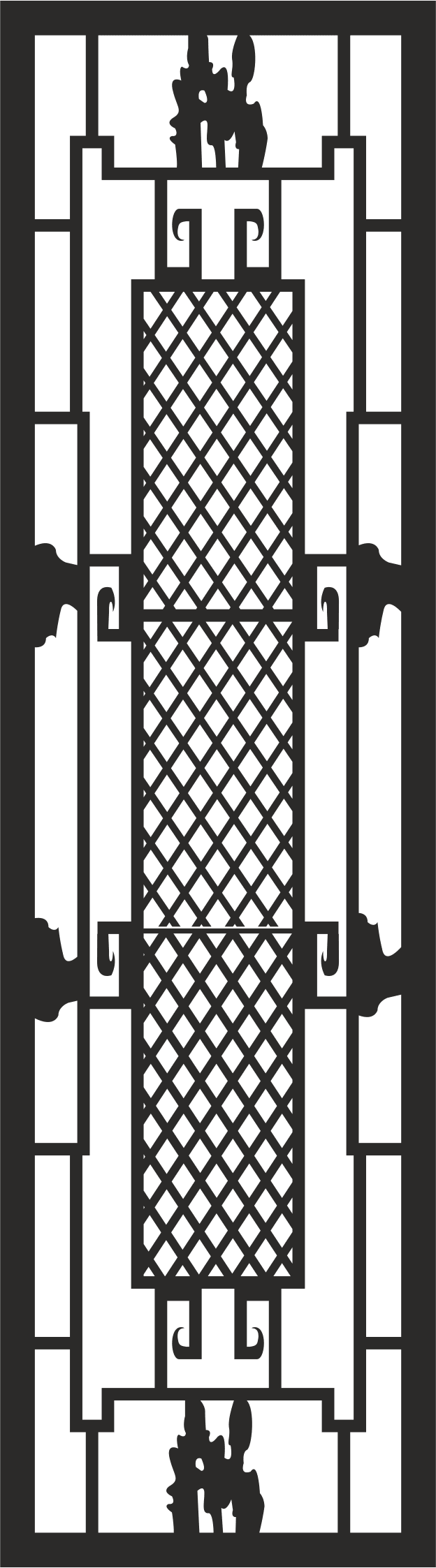 Art Deco Geometric Window Grill Vector for Laser Cutting